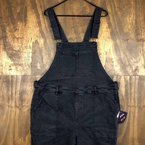Ava & Viv Denim - Ava & Viv Black Overalls Adjustable Straps Side Zip Stretch Size 18W NEW